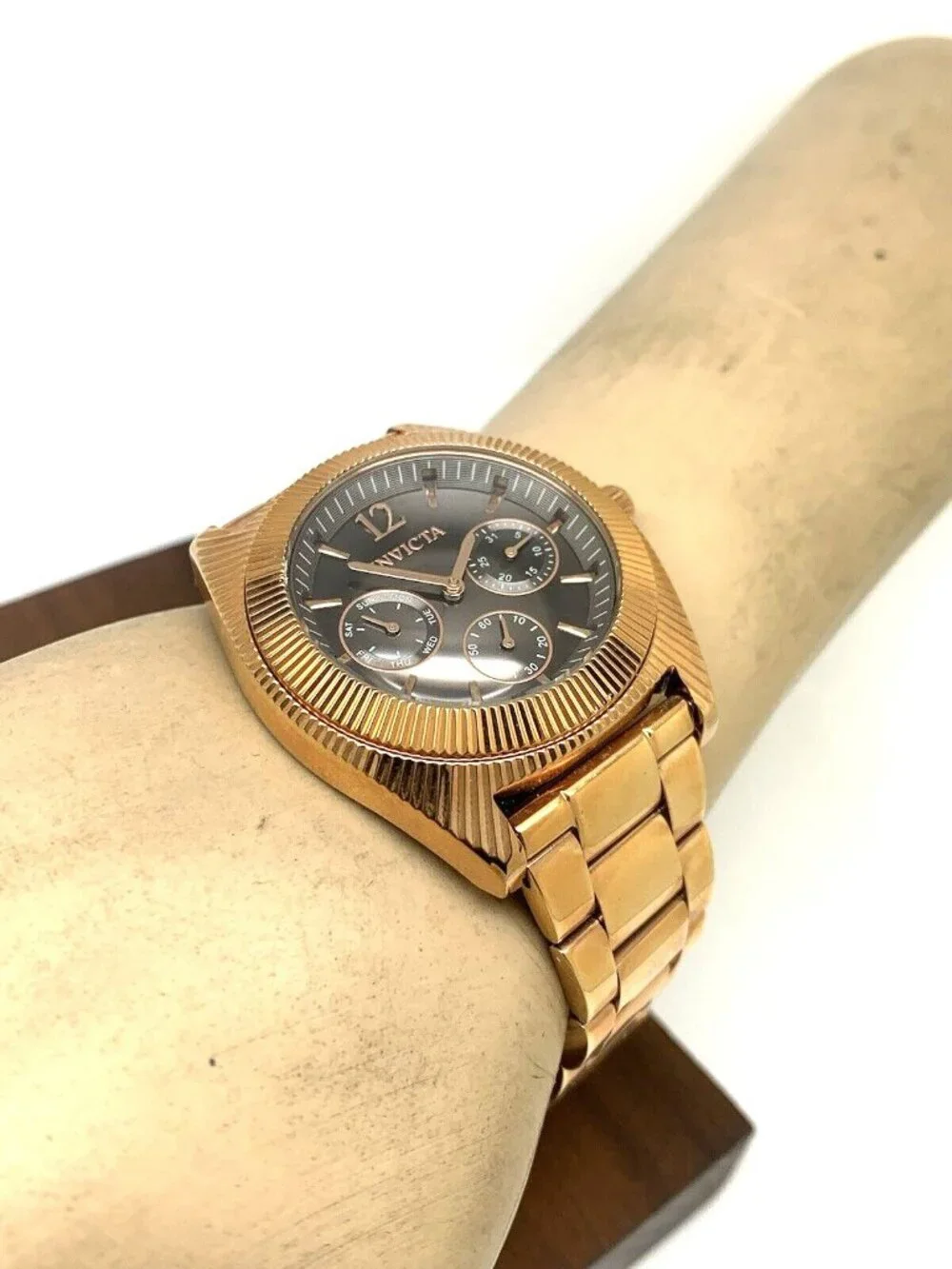 Invicta Women's Watch 23751 Angel Quartz Black Dial Rose Gold Stainless Steel